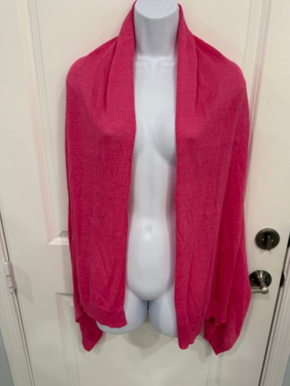 Talbots Pink Open Front Sleeveless Linen Blend Shawl Cardigan